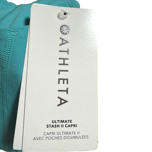 ATHLETA Ultimate Stash II Capri in Aqua Blue Leggings Womens Small Turquoise - Picture 6 of 9